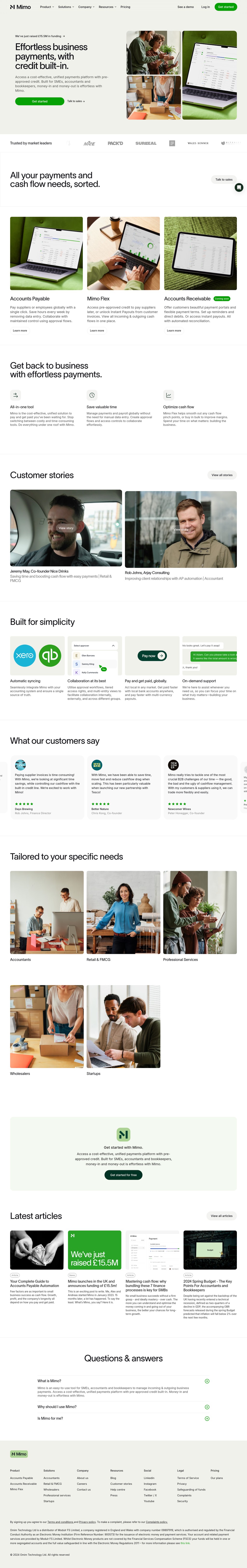 Mimo desktop landing page