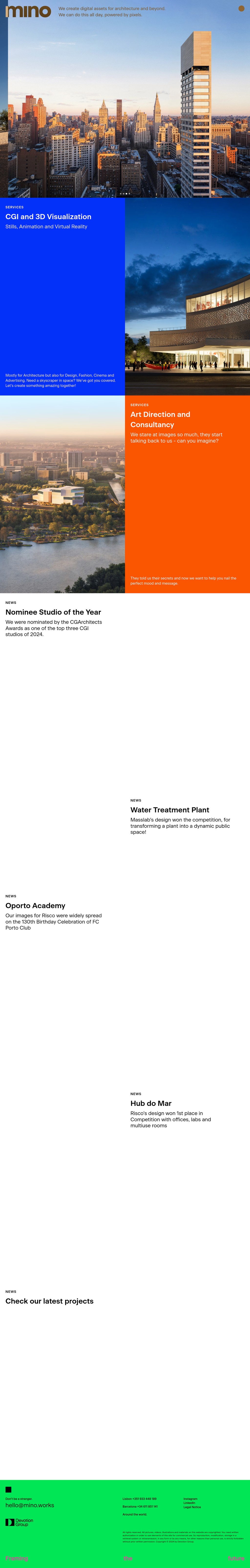 MINO desktop landing page