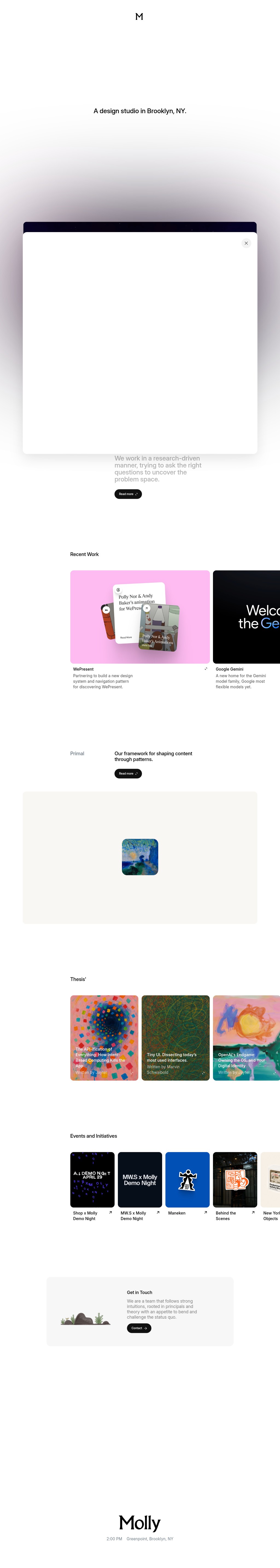 Molly desktop landing page