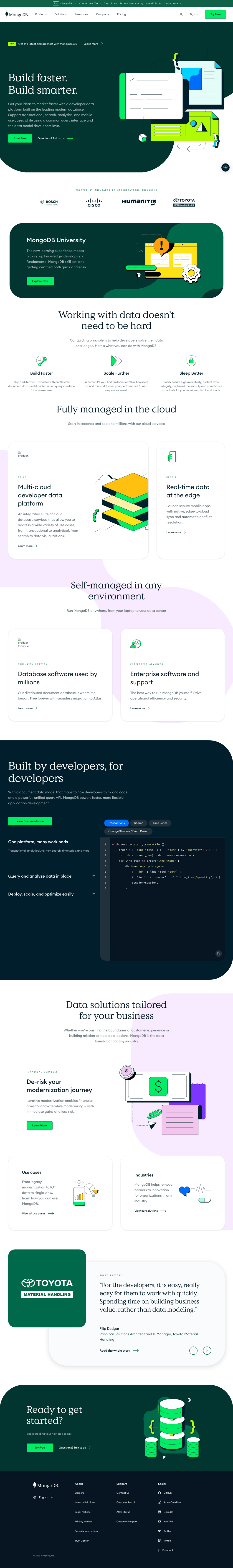 MongoDB desktop landing page