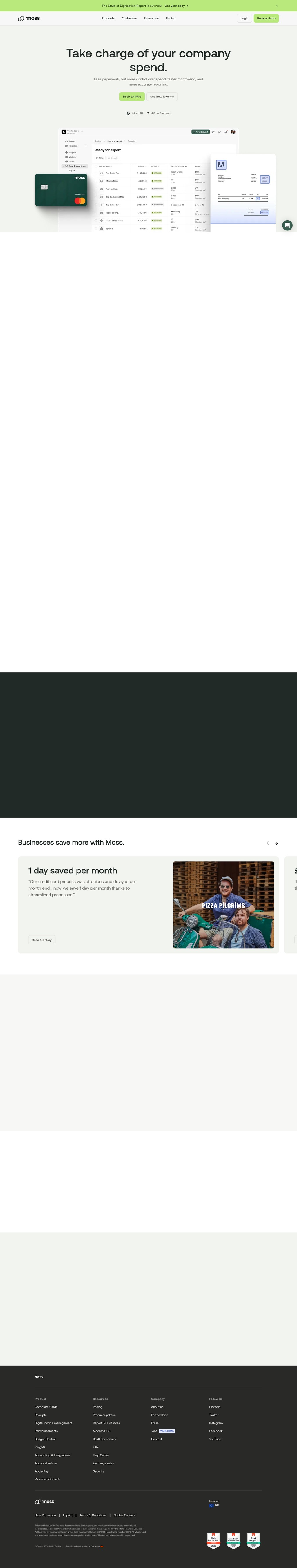 Moss desktop landing page