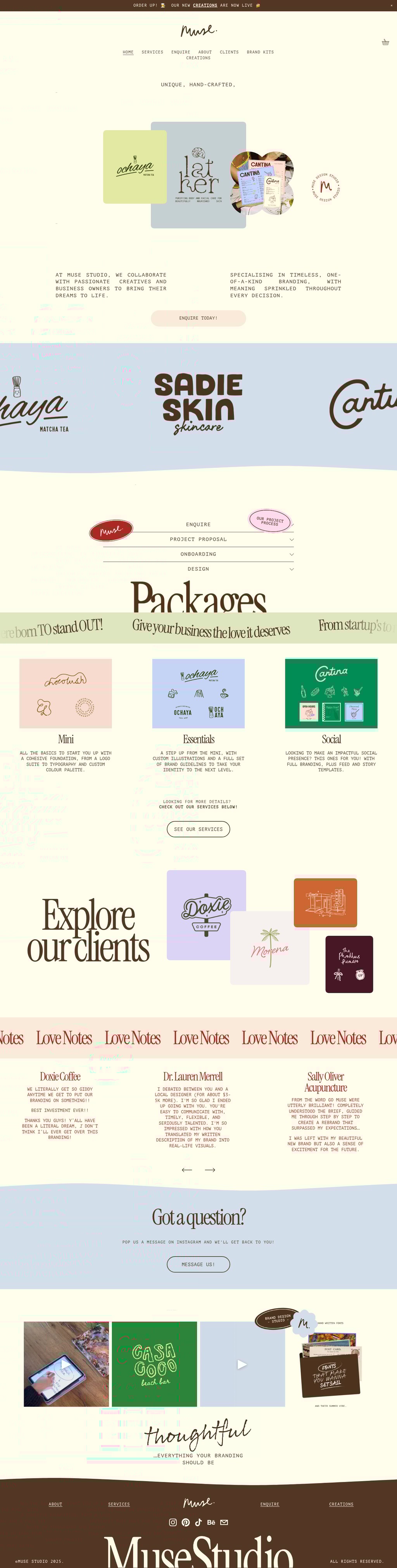 Muse Design Studio desktop landing page