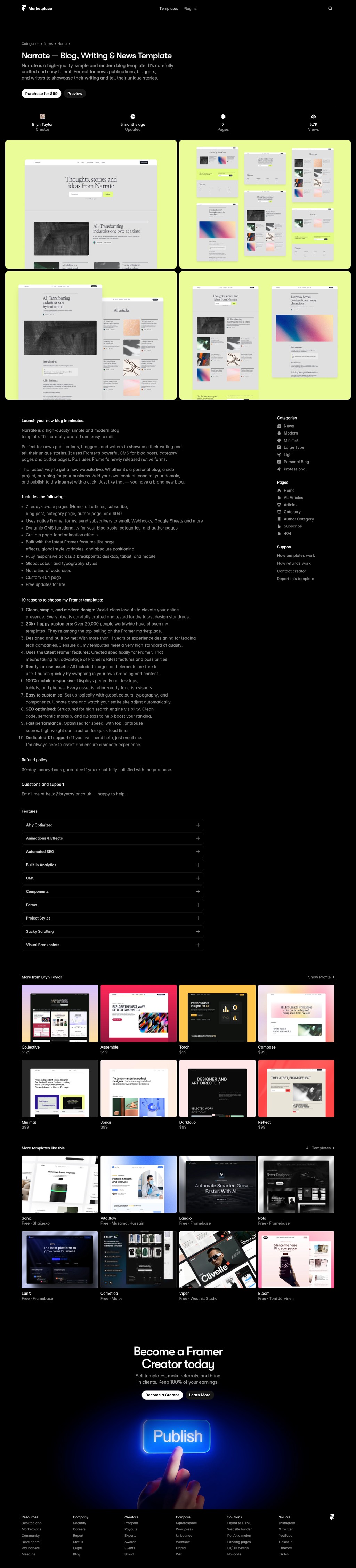Narrate: Responsive News Website Template by Bryn Taylor desktop landing page