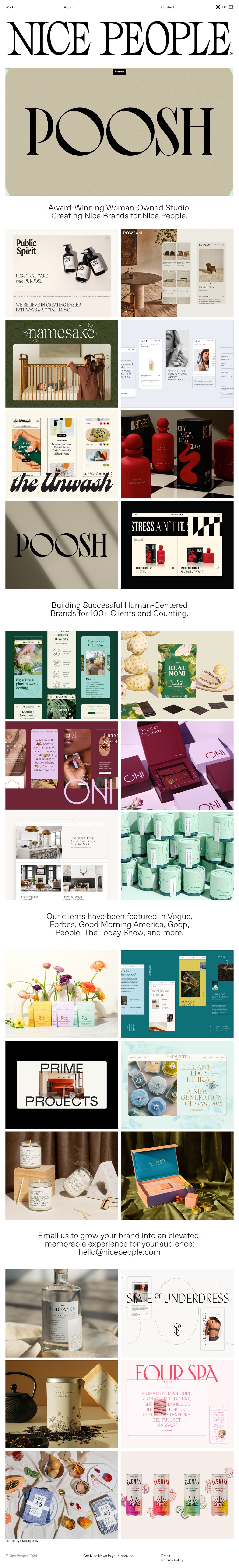 Nice People desktop landing page