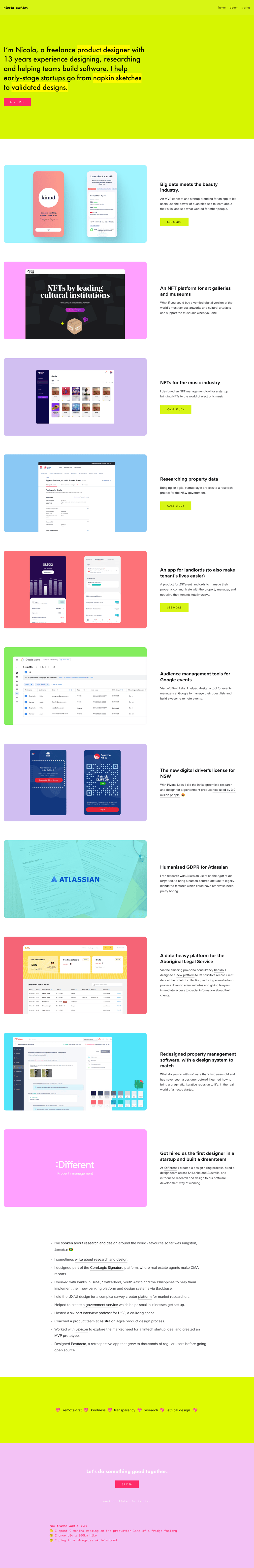 Nicolar Rushton desktop landing page