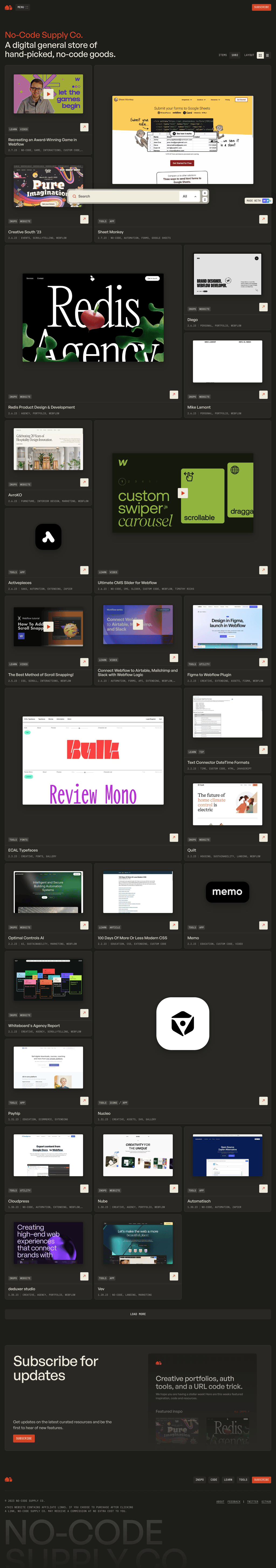 No-Code Supply desktop landing page