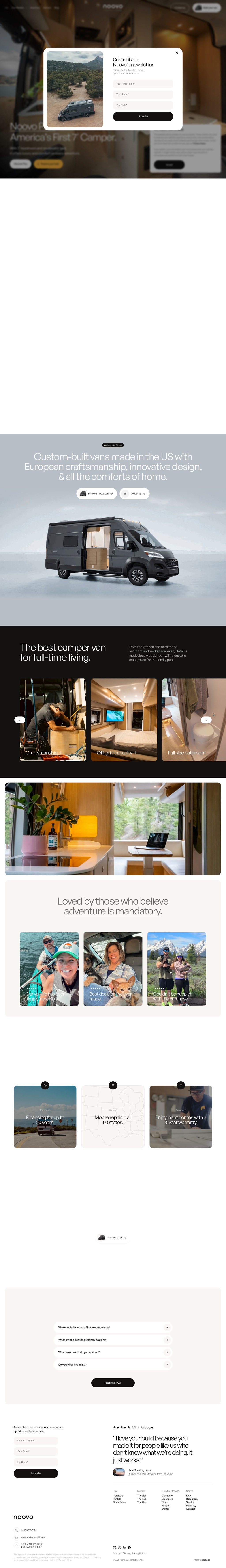 Noovo Camper Vans desktop landing page