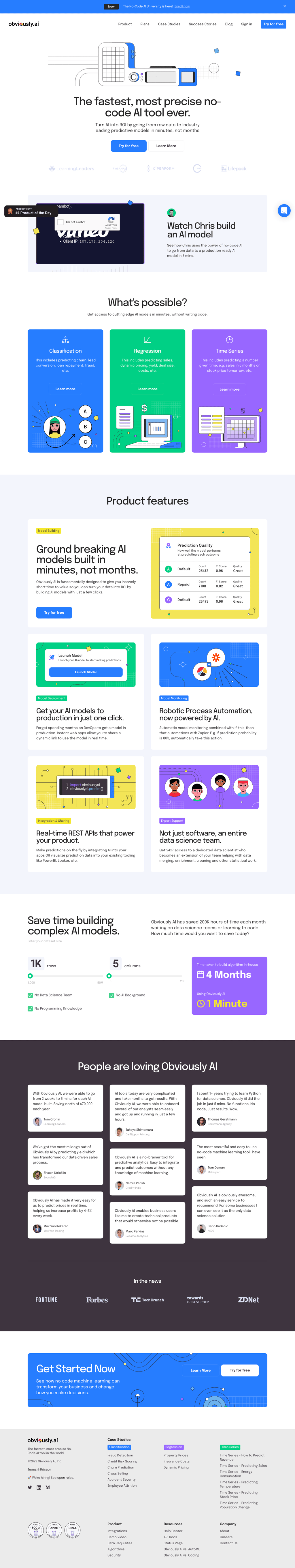 Obviously AI desktop landing page