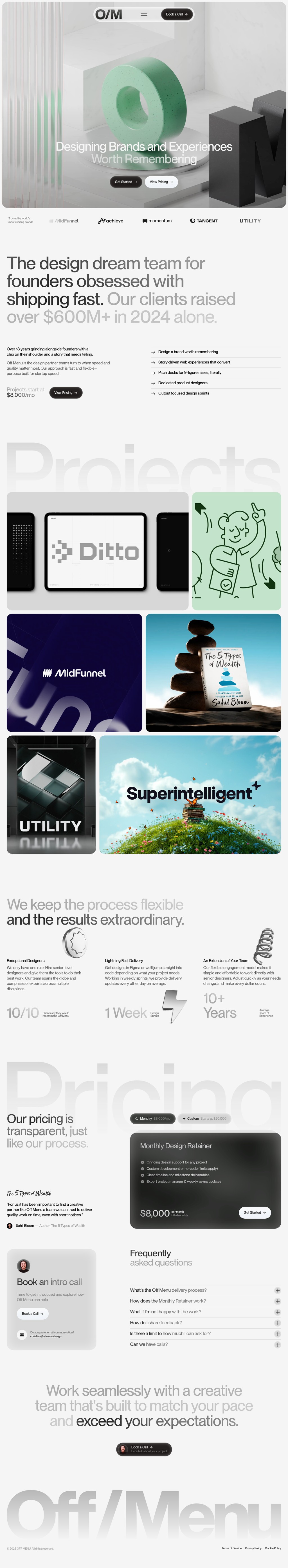 OFF MENU desktop landing page