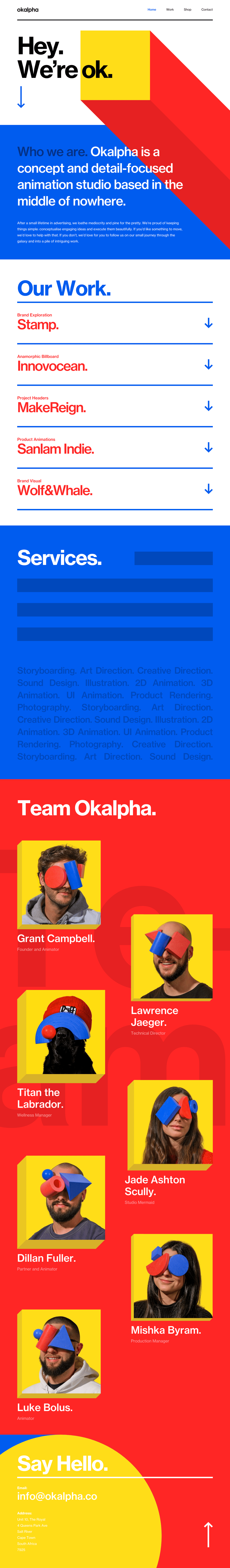 Okalpha desktop landing page