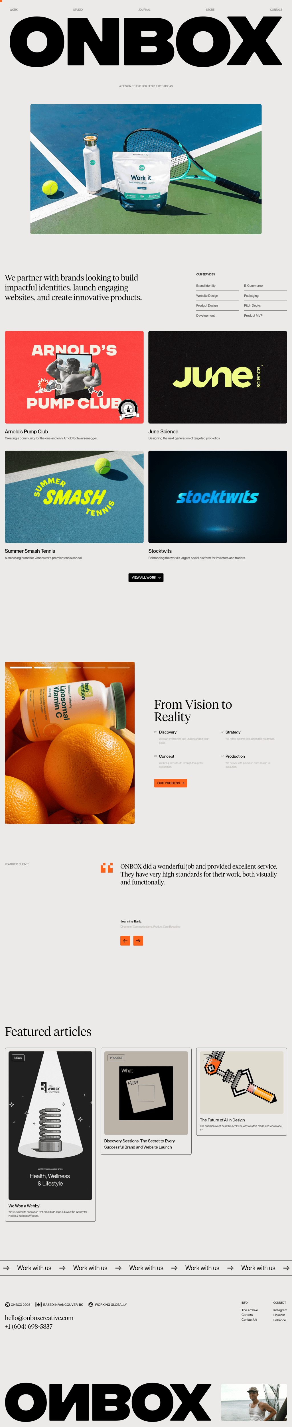 ONBOX desktop landing page