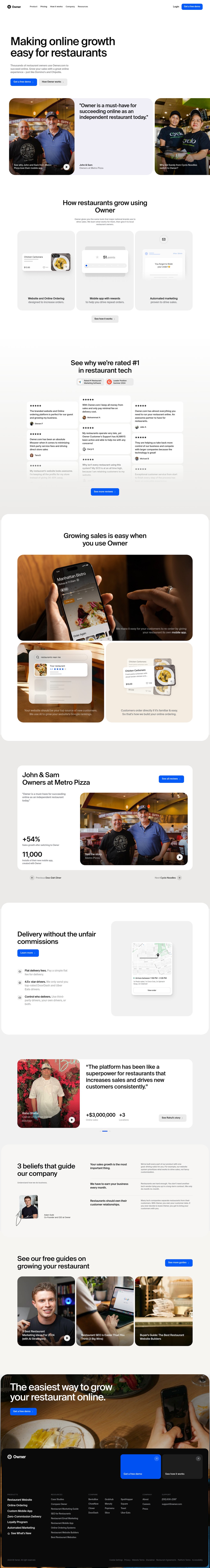 Online Ordering and Restaurant Marketing System desktop landing page