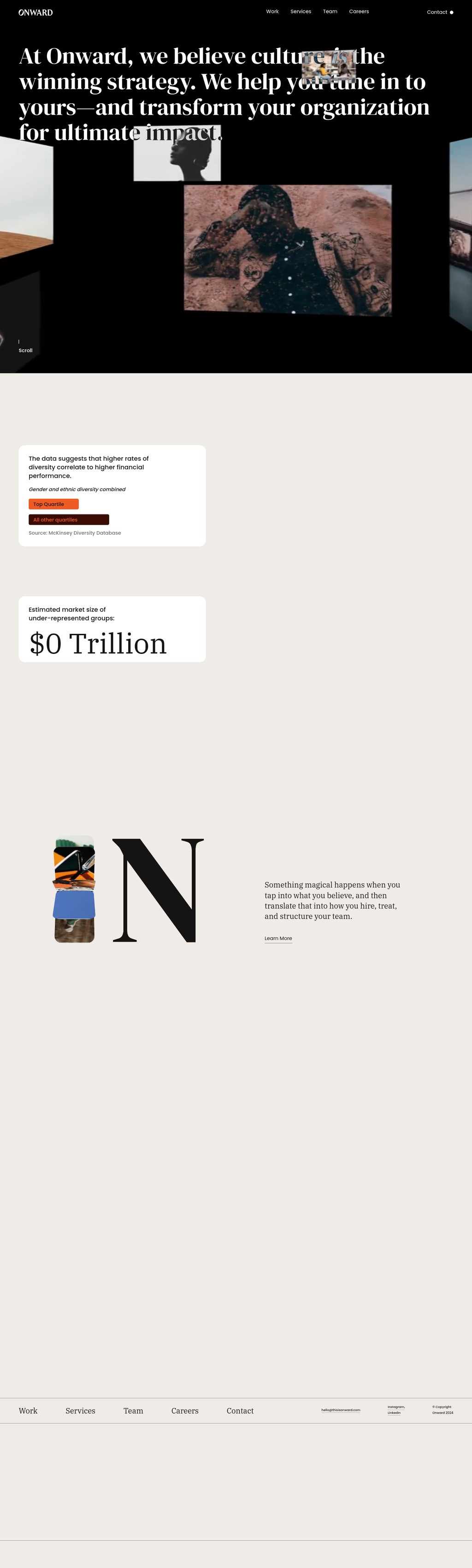 Onward: Programs and Tools to Build Inclusive Organizational Cultures desktop landing page