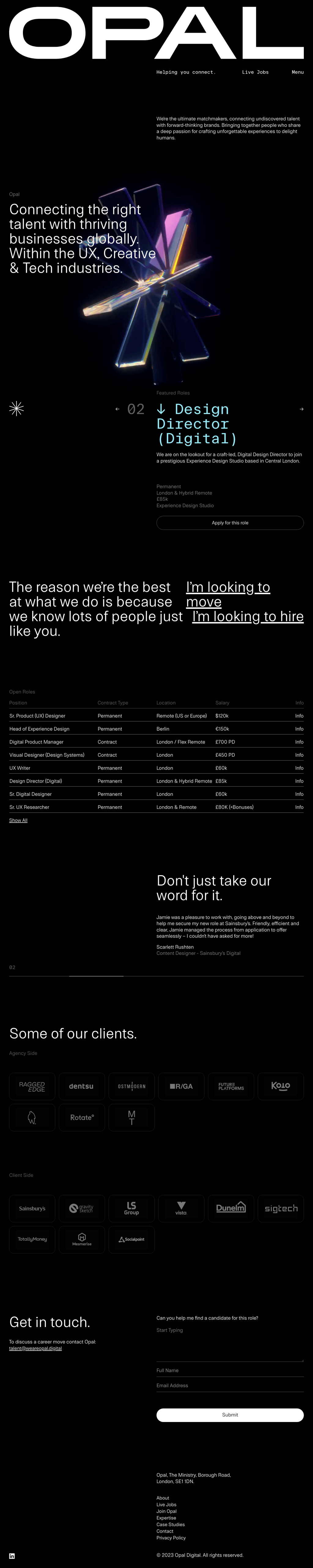 Opal desktop landing page