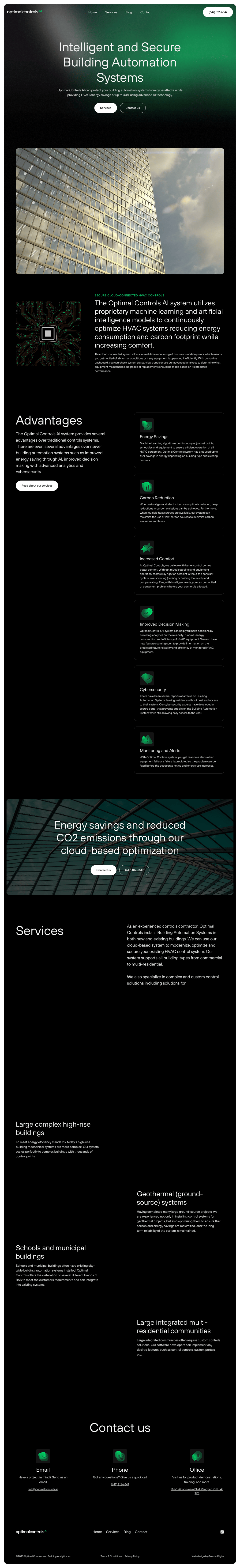 Optimal Controls desktop landing page