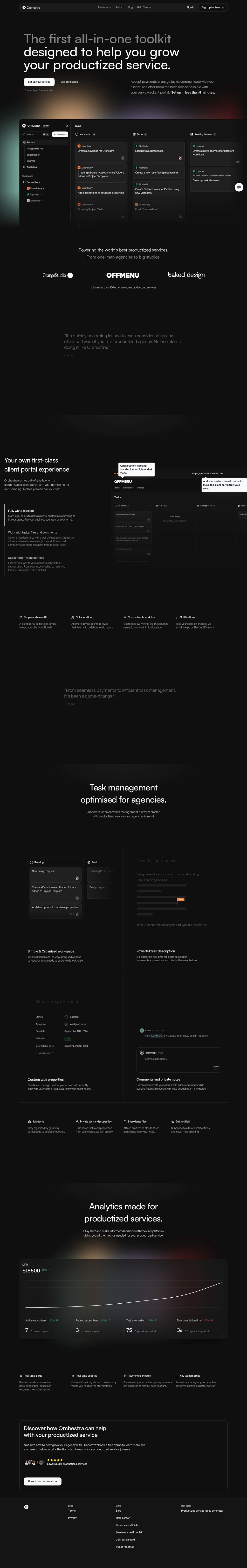Orchestra desktop landing page