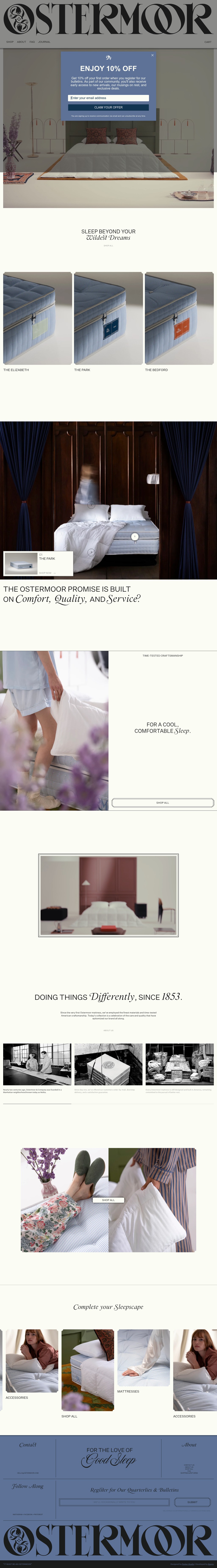 Ostermoor desktop landing page