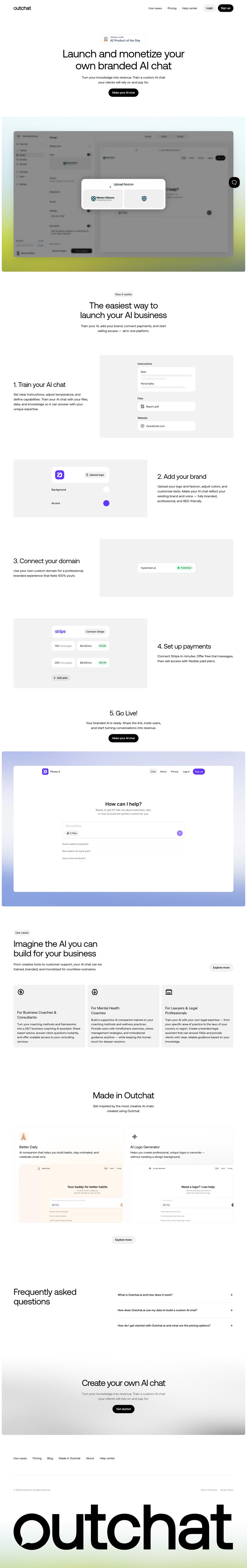 Outchat desktop landing page