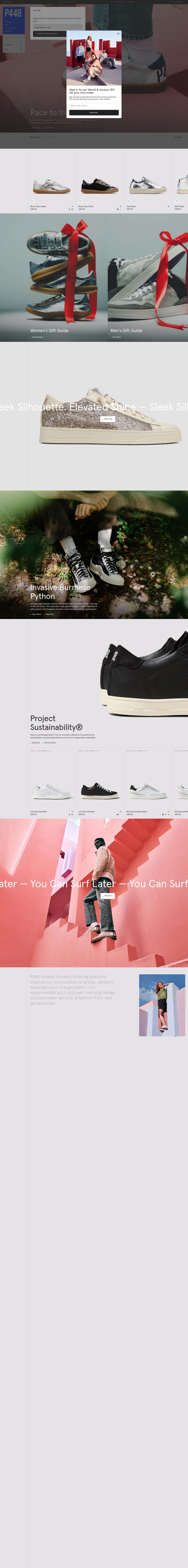 P448® Italian Sneakers desktop landing page