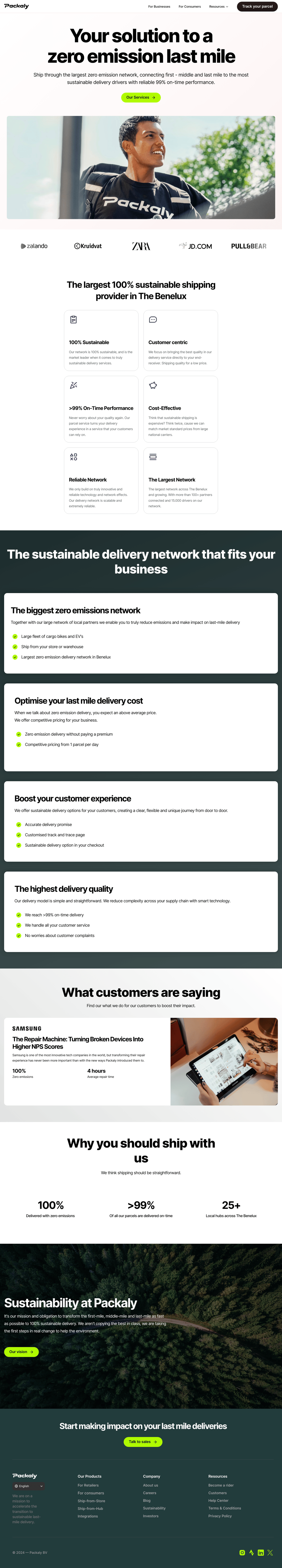 Packaly desktop landing page