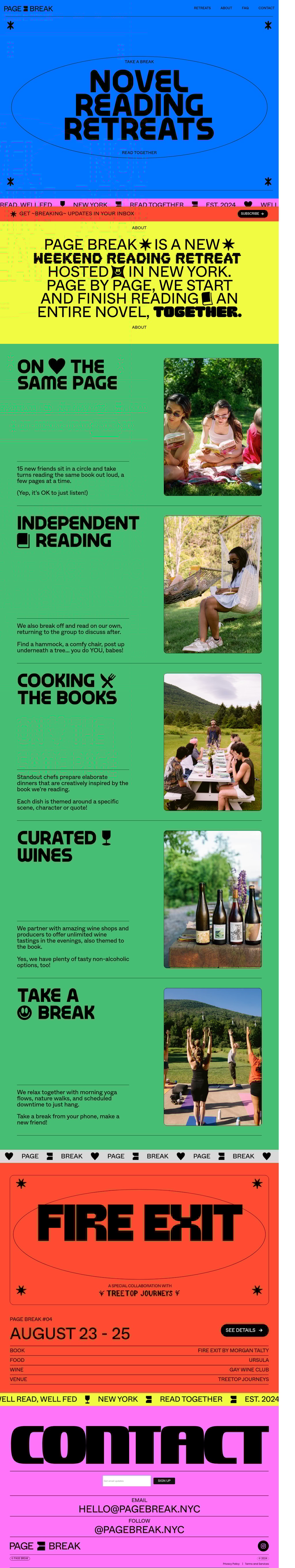 PAGE BREAK desktop landing page