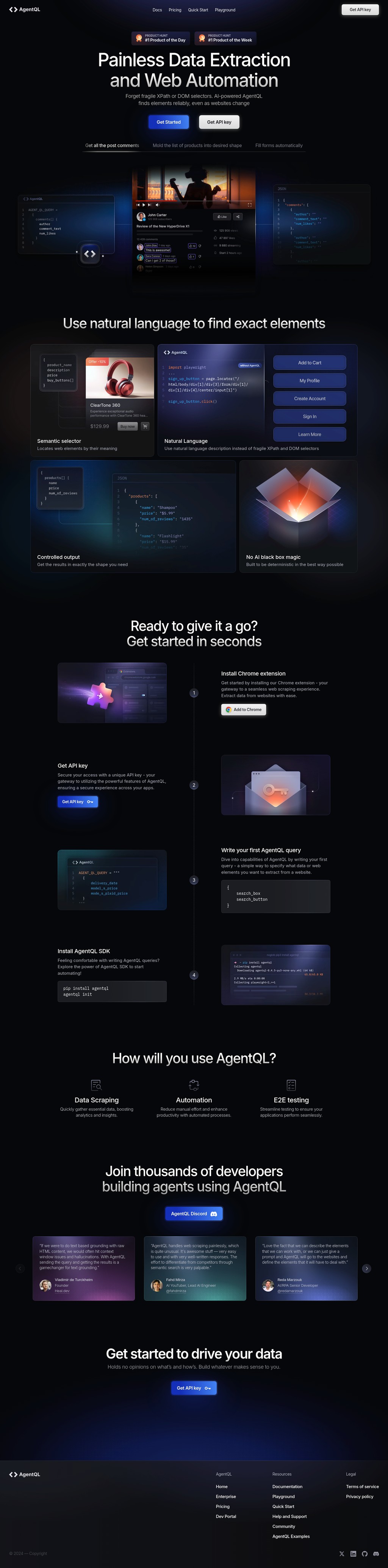 Painless Data Extraction and Web Automation desktop landing page