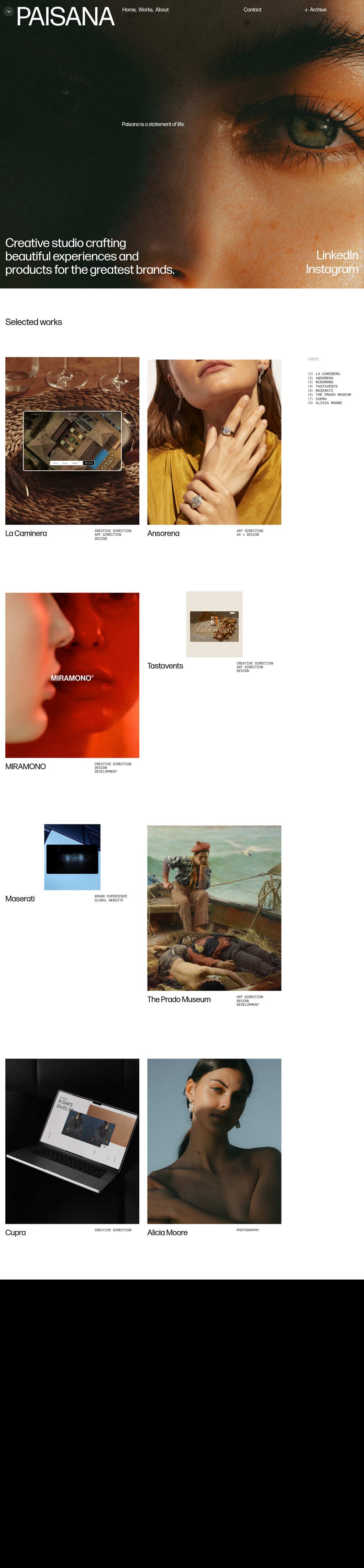 PAISANA desktop landing page