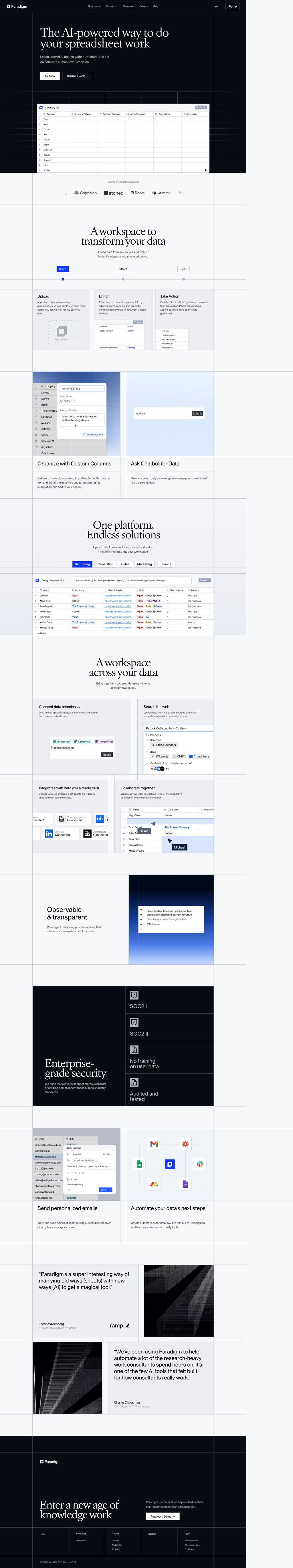 Paradigm desktop landing page