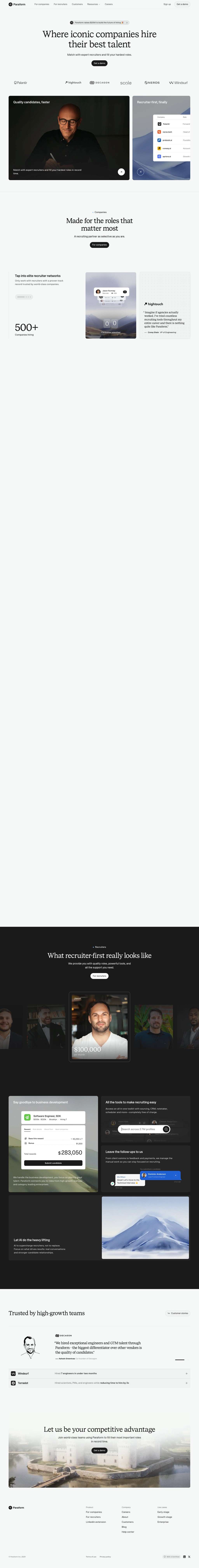 Paraform desktop landing page