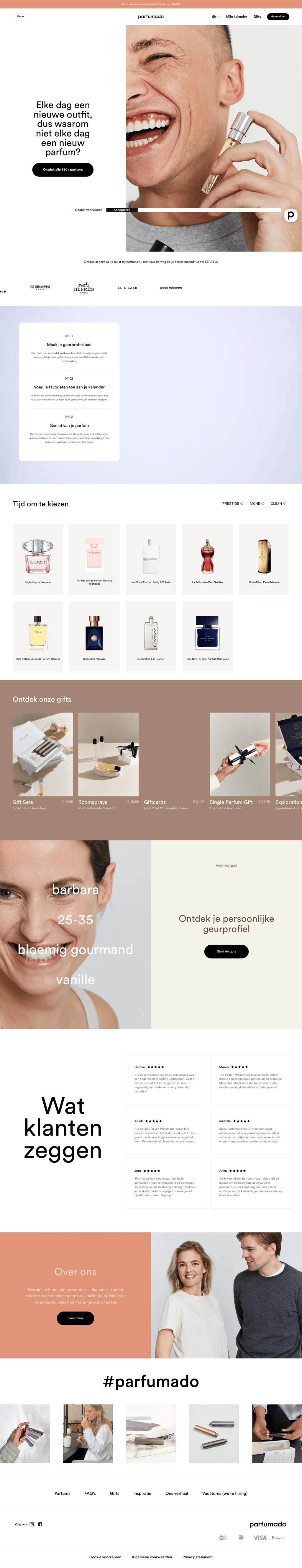 Parfumado desktop landing page