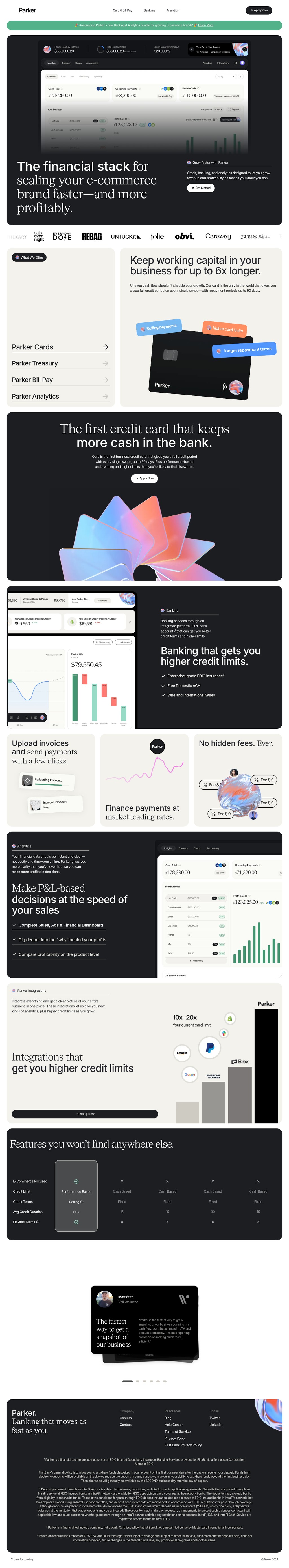 Parker desktop landing page