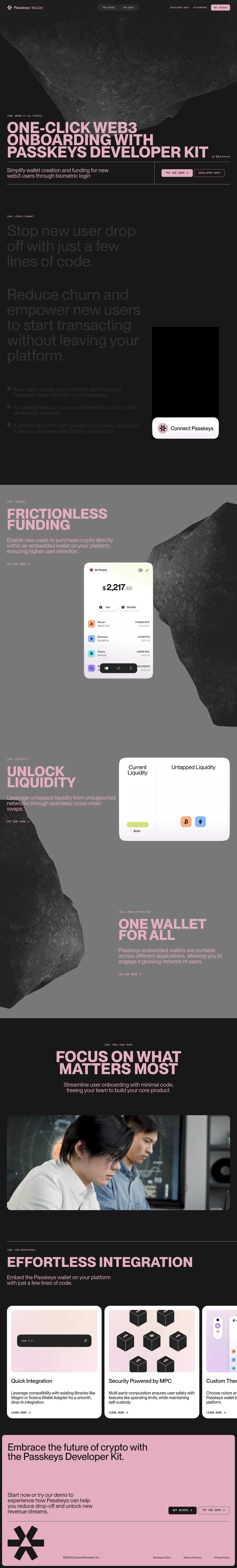 Passkeys Wallet desktop landing page