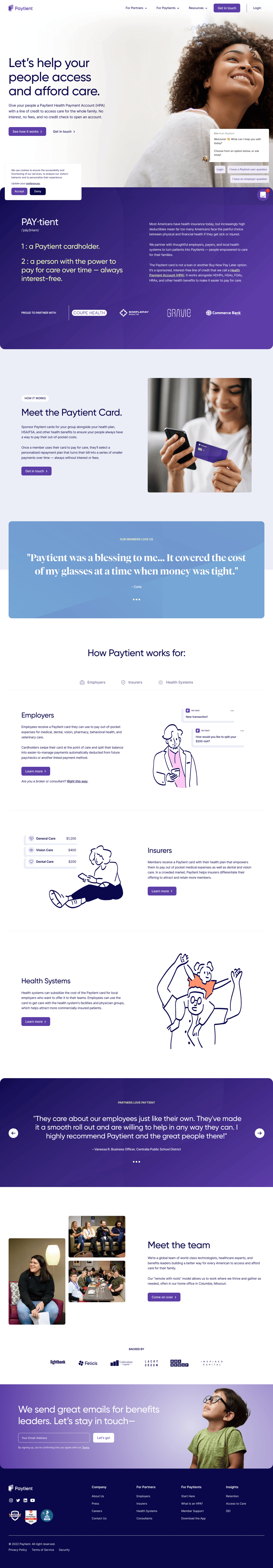 Paytient desktop landing page