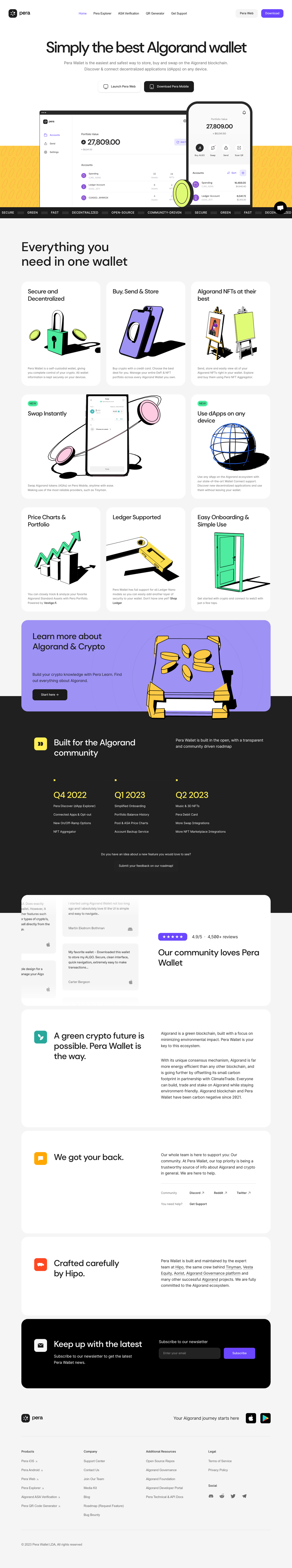 Pera Wallet desktop landing page