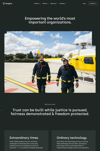 Peregrine landing page