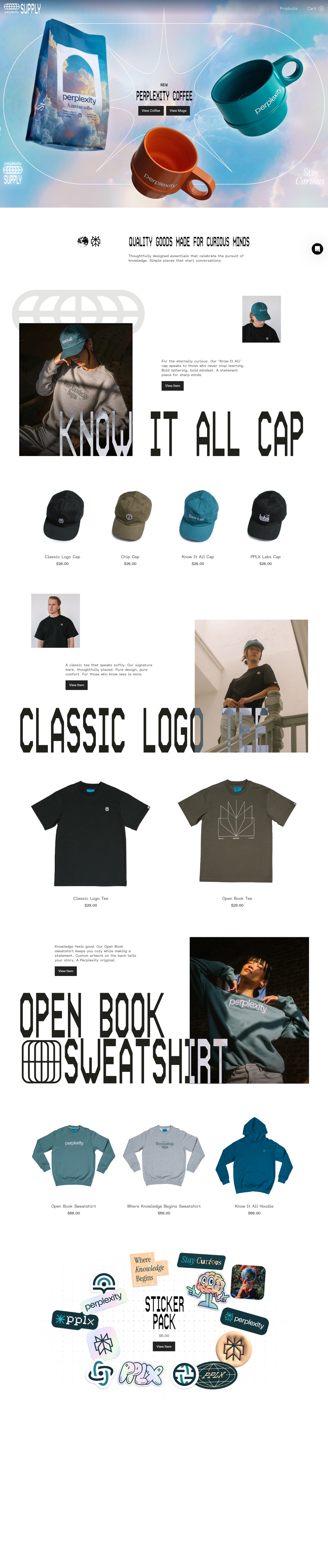 Perplexity Supply desktop landing page