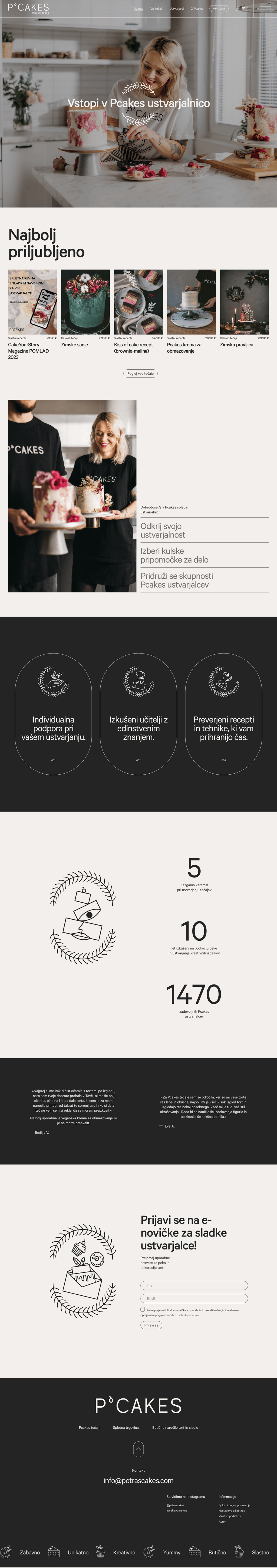 Petras Cakes desktop landing page