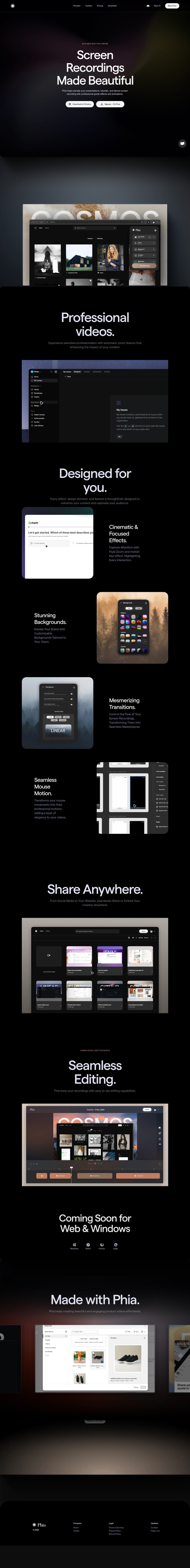 Phia desktop landing page
