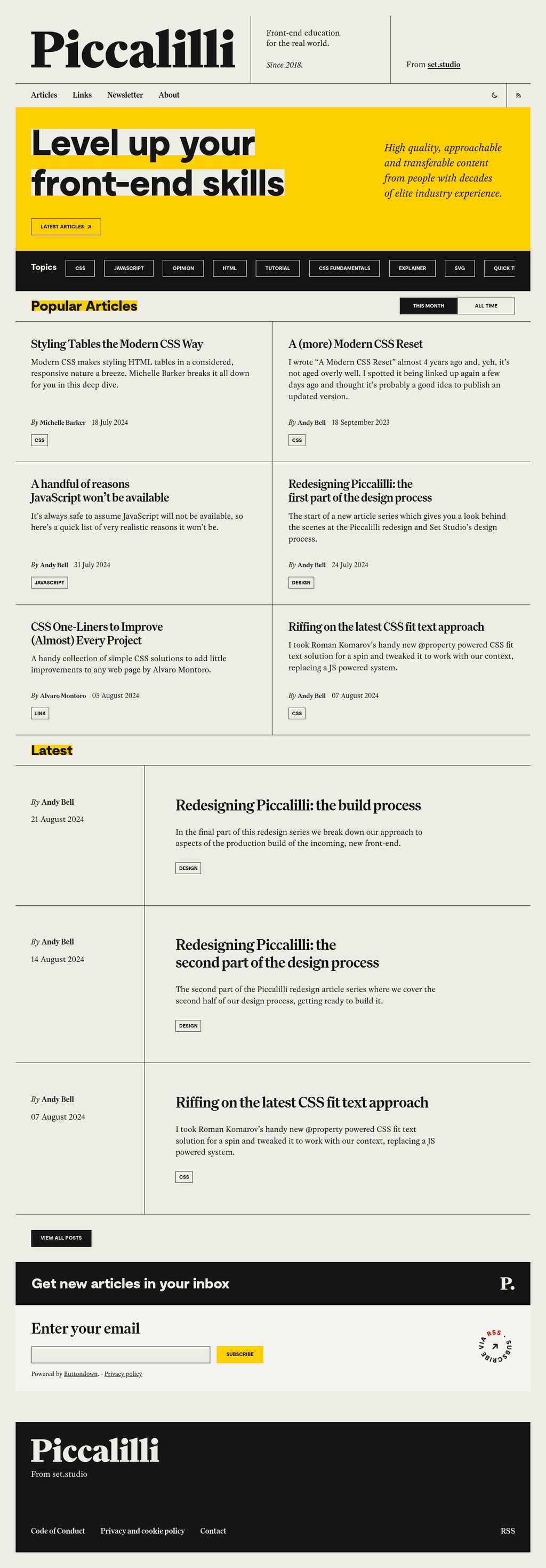 Piccalilli desktop landing page