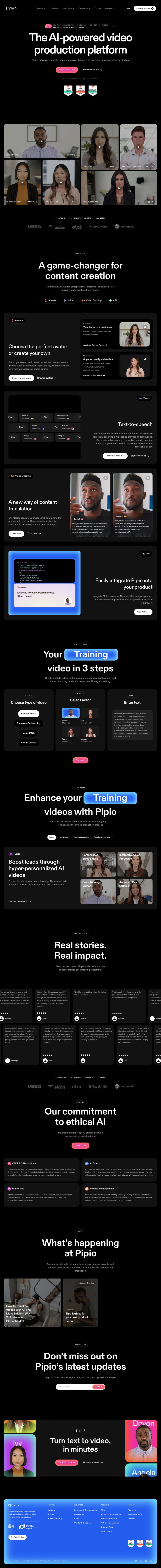 Pipio desktop landing page