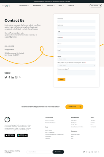 Pivot landing page