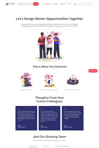 Pixel True Designs landing page