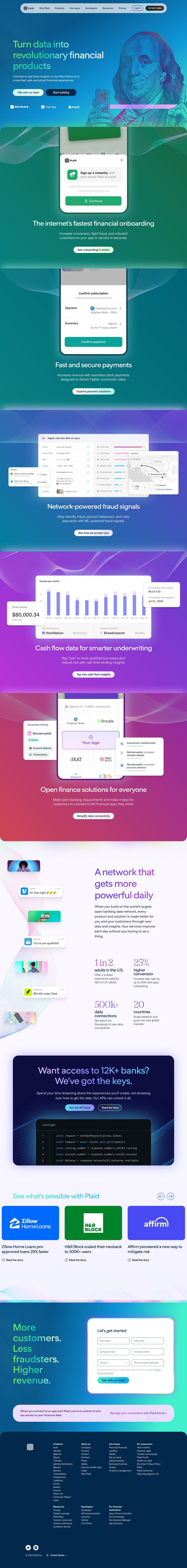 Plaid: Enabling all companies to build fintech solutions desktop landing page
