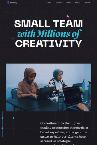 Plainthing Studio landing page