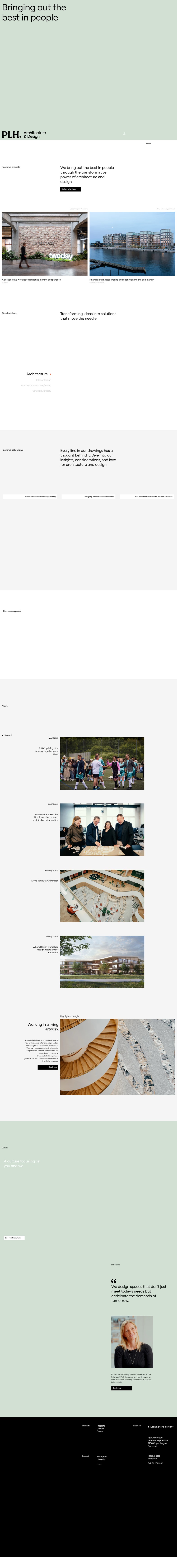 PLH Architecture & Design desktop landing page