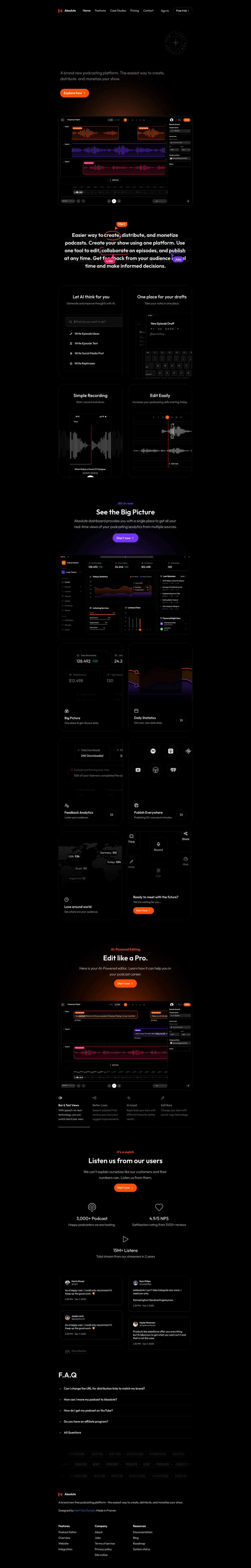 Podcast Absolute desktop landing page
