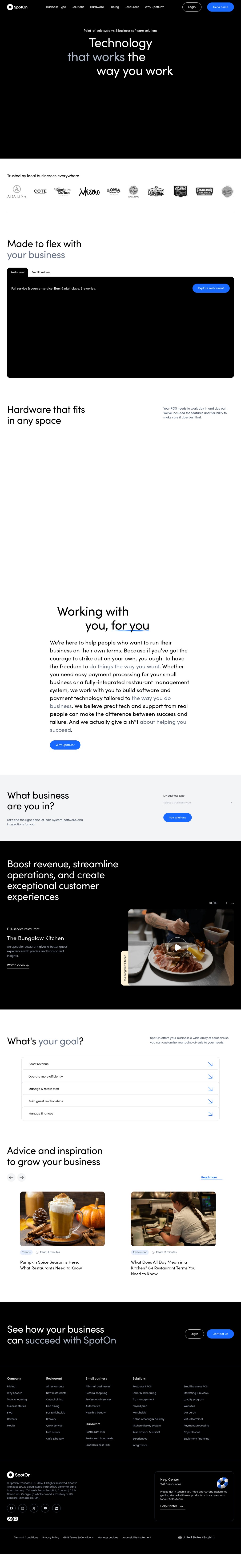 Point of Sale Systems desktop landing page