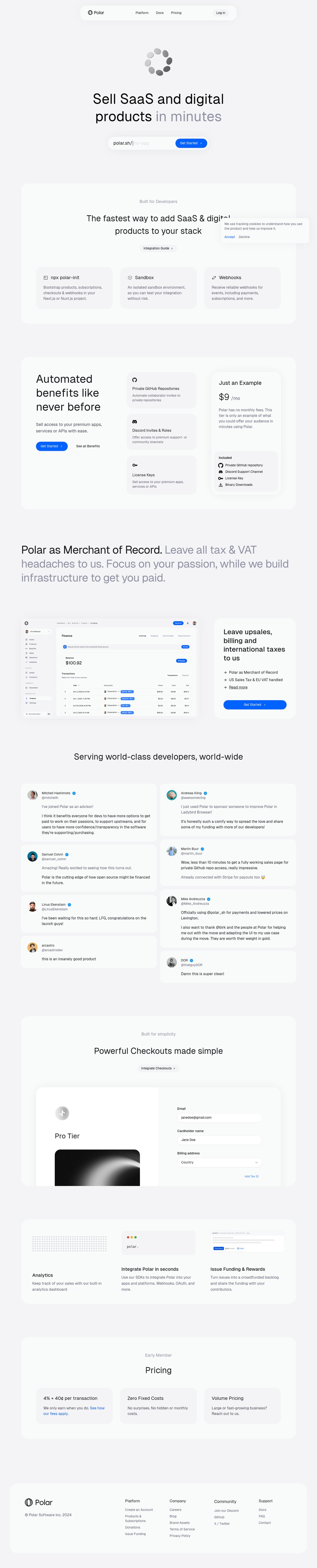 Polar desktop landing page