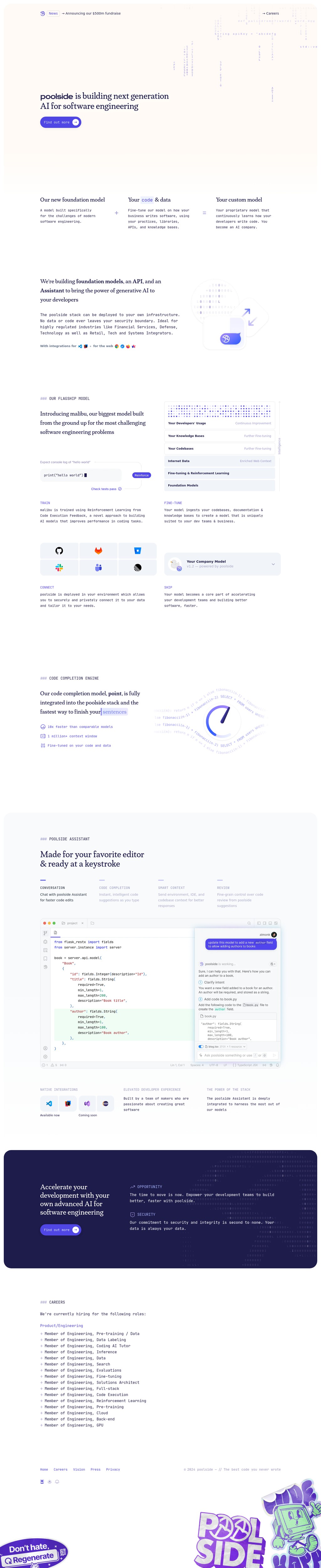 poolside desktop landing page