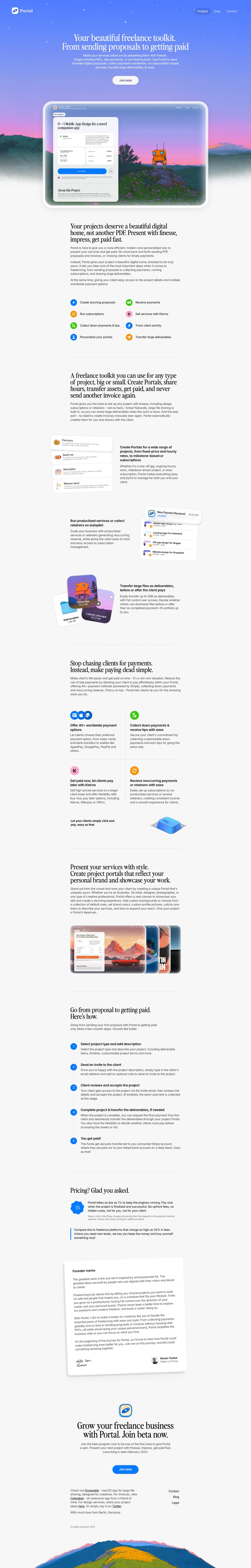 Portal desktop landing page